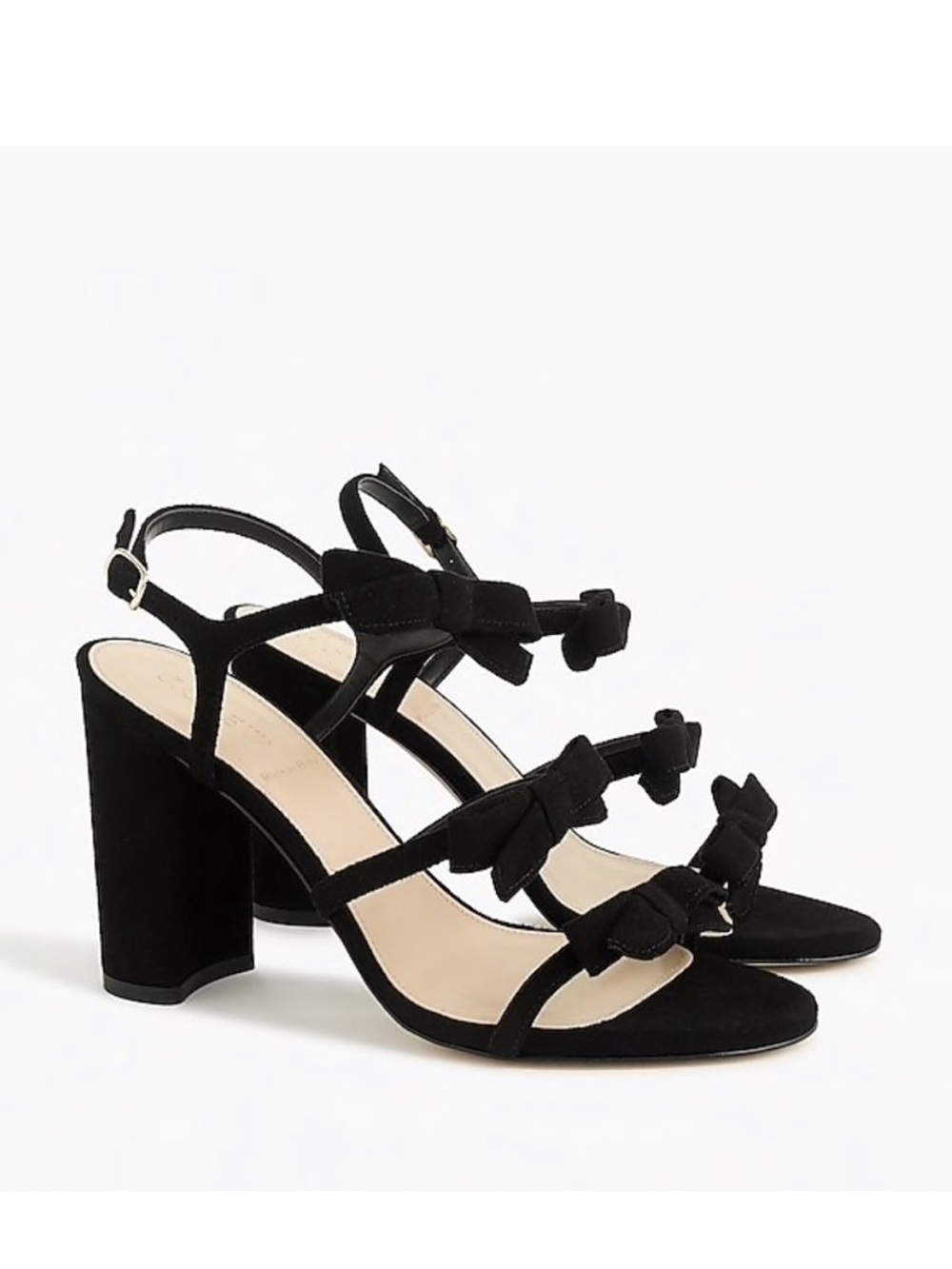 J. Crew Black Strappy Bow Block Heels